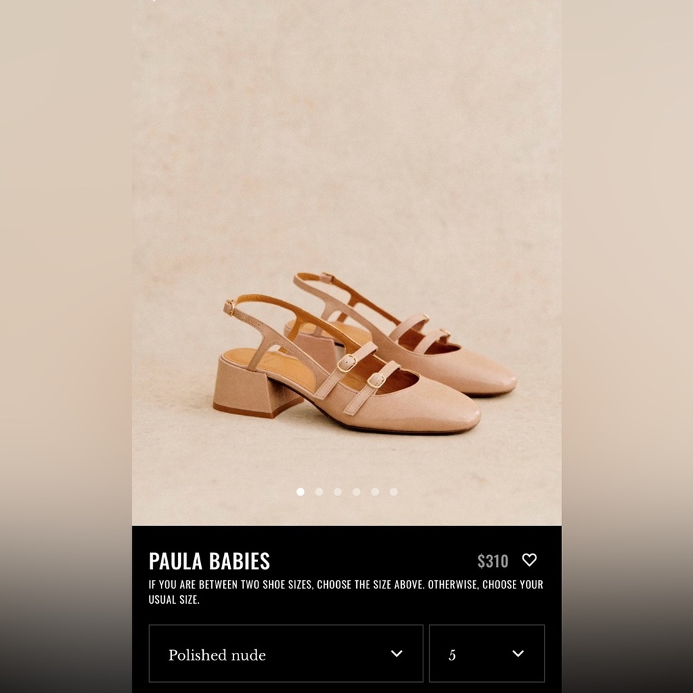 Sézane Paula Babies Size 38 Mary Janes in Polished Nude